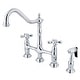 preview thumbnail 18 of 46, Heritage Bridge Kitchen Faucet with Brass Sprayer Polished Chrome