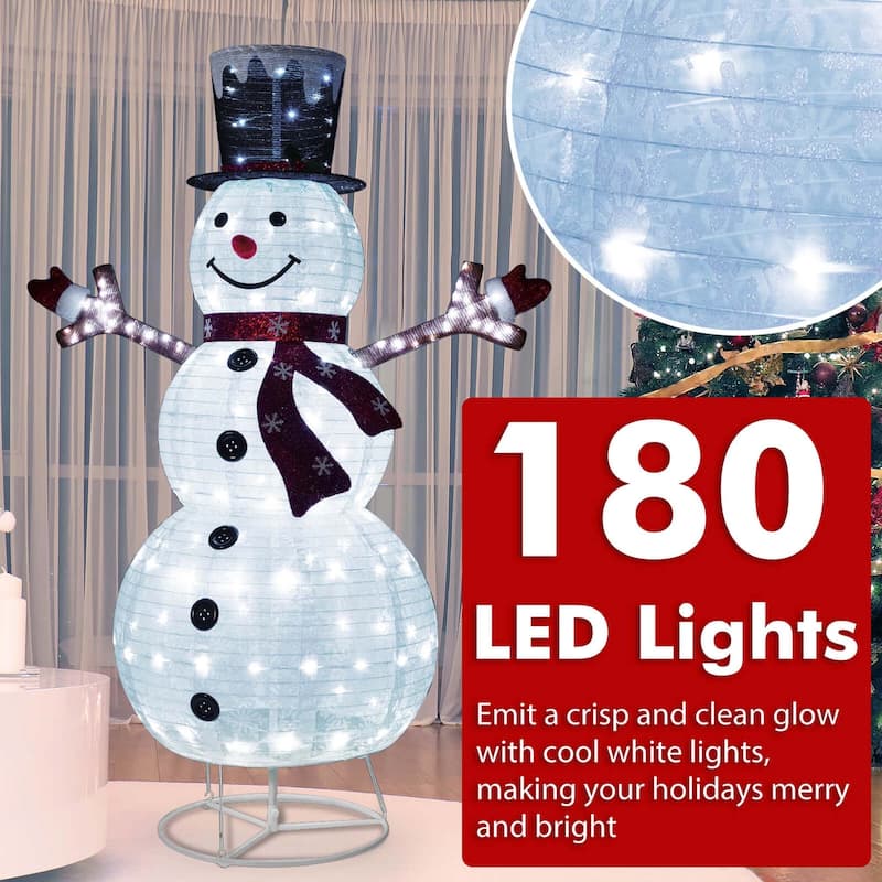 Costway 6ft Lighted Pop-Up Christmas Snowman with Hat and Scarf 180 - as pic shows - See Details