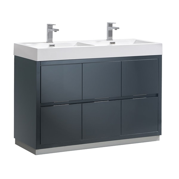 Fresca FCB8448-D-I Senza Double Vanity Set with Wood Cabinet and Acrylic Vanity Top