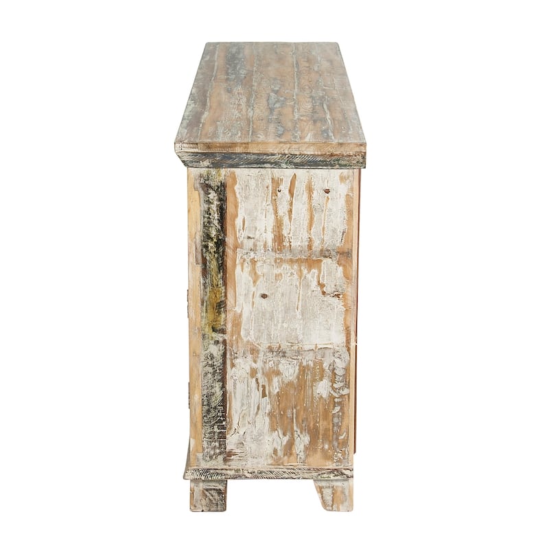 Reclaimed Wood 2 Door and 6 Drawer Cabinet - Dark Brown - Roche River Decor - 16"W x 60"L x 34"H