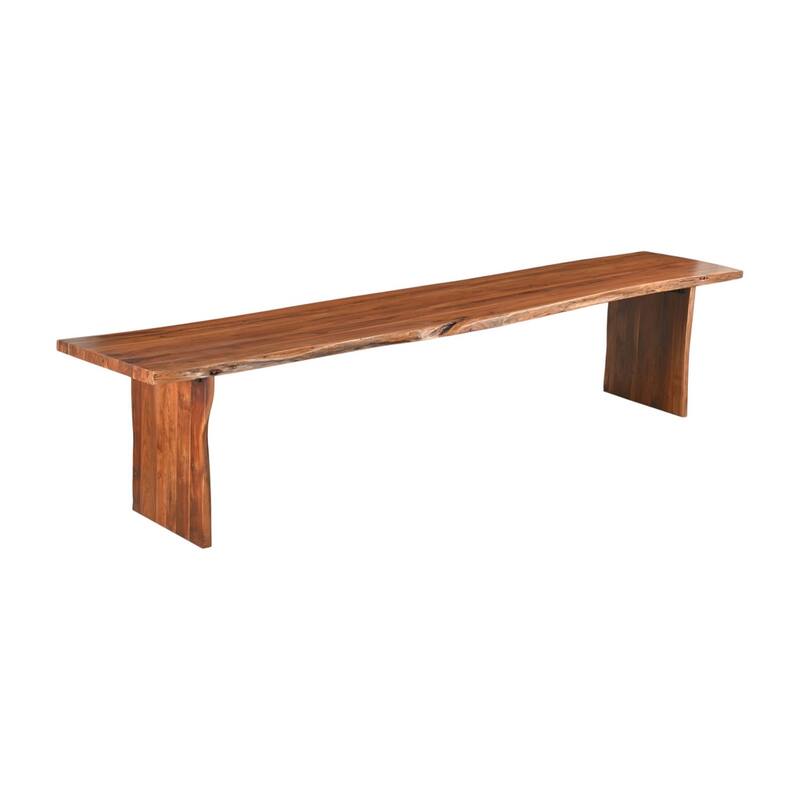 HomeRoots 60" Brown Solid Wood Live Edge Dining Bench - 60 in. x 18 in. x 15 in.
