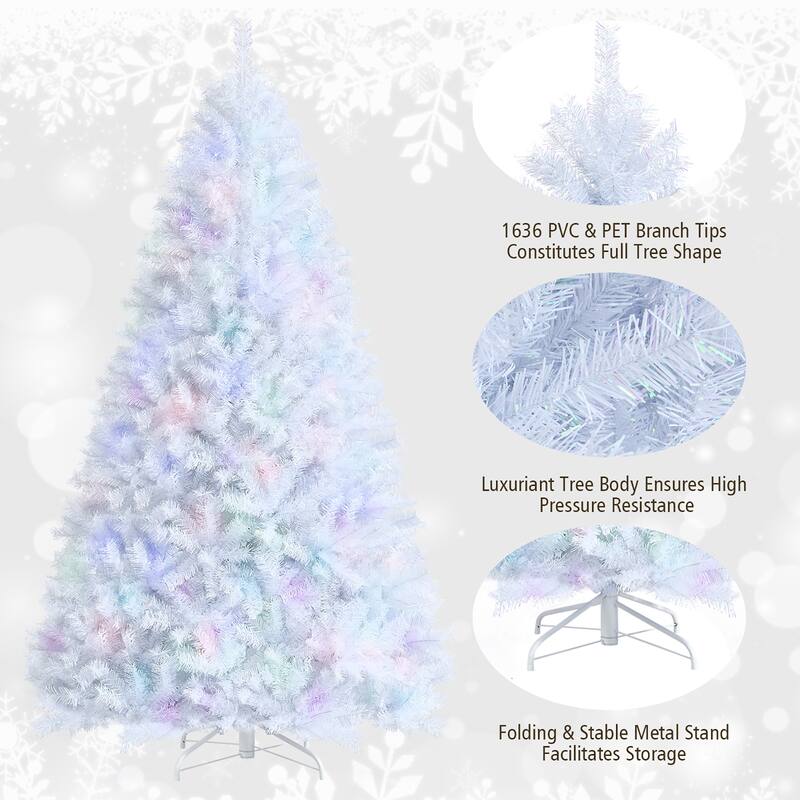 Costway 8ft White Iridescent Tinsel Artificial Christmas Tree with