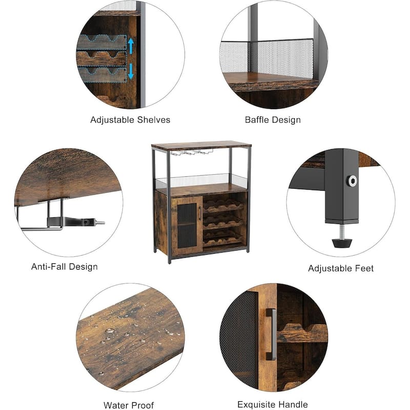 IDEALHOUSE Wine Bar Rack Cabinet with Light