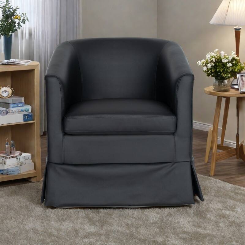 PU 360° Swivel Accent Chairs with Ergonomic Back and 220lb Weight Capacity - Black PU