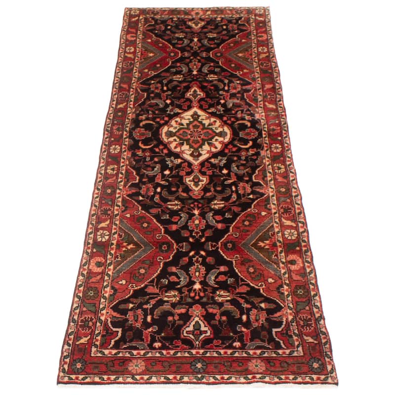 ECARPETGALLERY Hand-knotted Andelz Black, Red Wool Rug - 2'10 x 9'10