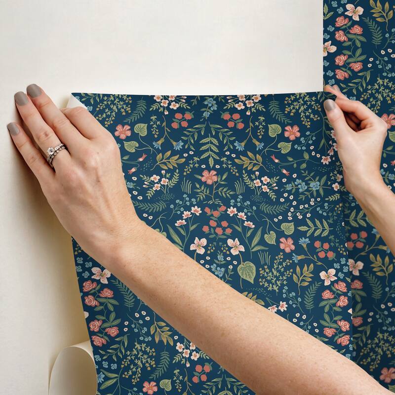 Rifle Paper Co. Wildwood Navy Peel and Stick Wallpaper