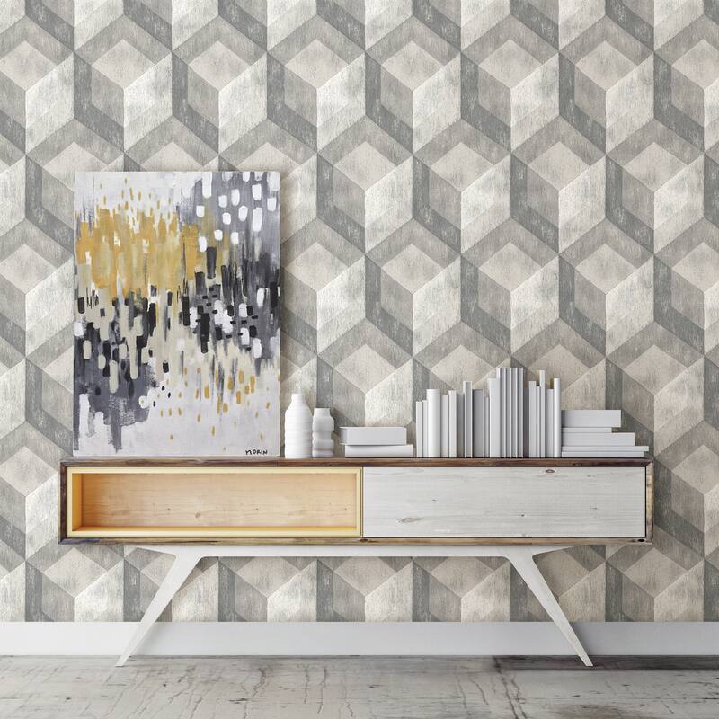 A-Street Prints Clarabelle Grey Rustic Wood Tile Wallpaper