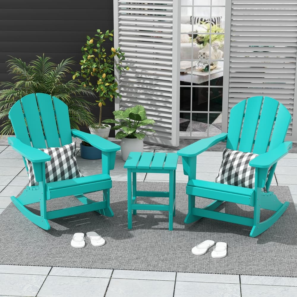 Laguna Hdpe All Weather Outdoor Patio Rocking Chairs With Side Table (3-Piece Set)