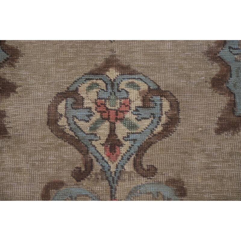 Hand Knotted Oriental 100% Wool Carpet Traditional Medallion Brown Tabriz Area Rug - 11' 4'' X 7' 10''
