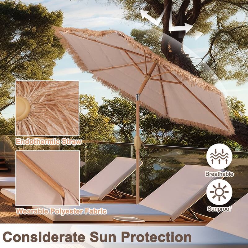 Autlaycil 7.5 ft Outdoor Umbrella Patio with Fringe.