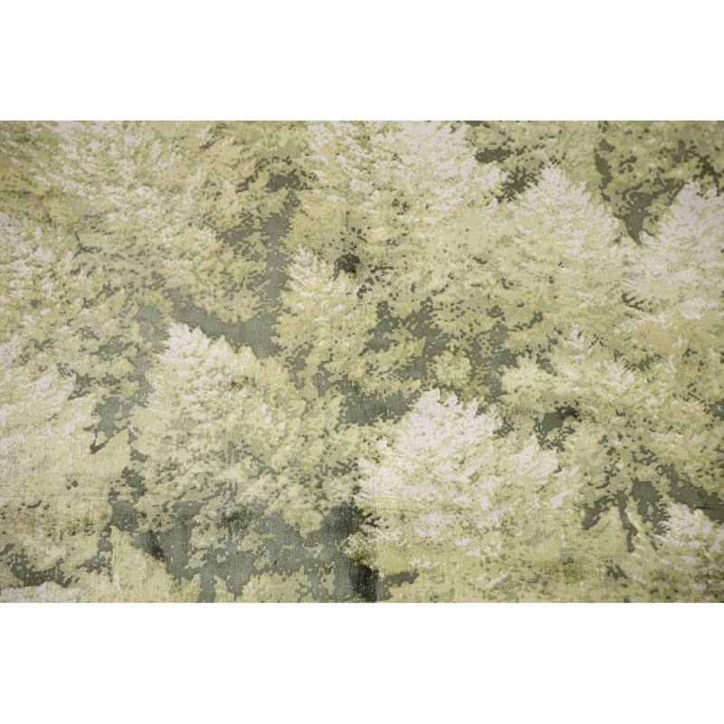 All-Over Green Abstract Indian Area Rug Handmade Wool Carpet - 4'7"x 6'6"