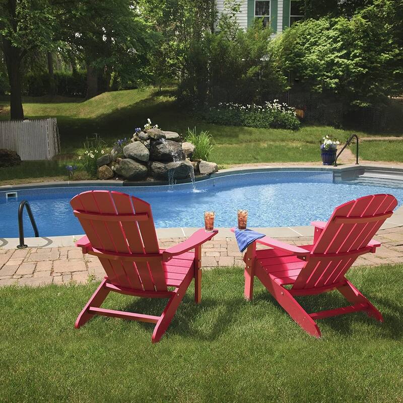 WINSOON All Weather HIPS Outdoor Plastic Adirondack Chairs Set of 2