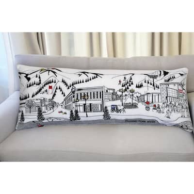HomeRoots 35" White Aspen Daylight Skyline Lumbar Decorative Pillow