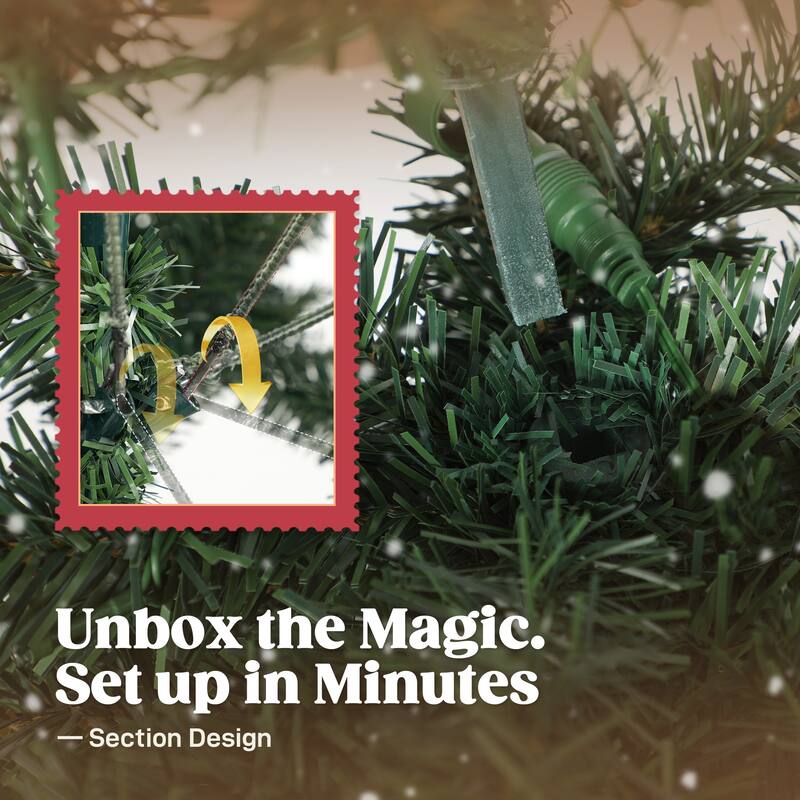 Pre-Lit Bent Top Christmas Tree - Whimsical Slim High Mountain Fir, LED Lights, Metal Stand - Green