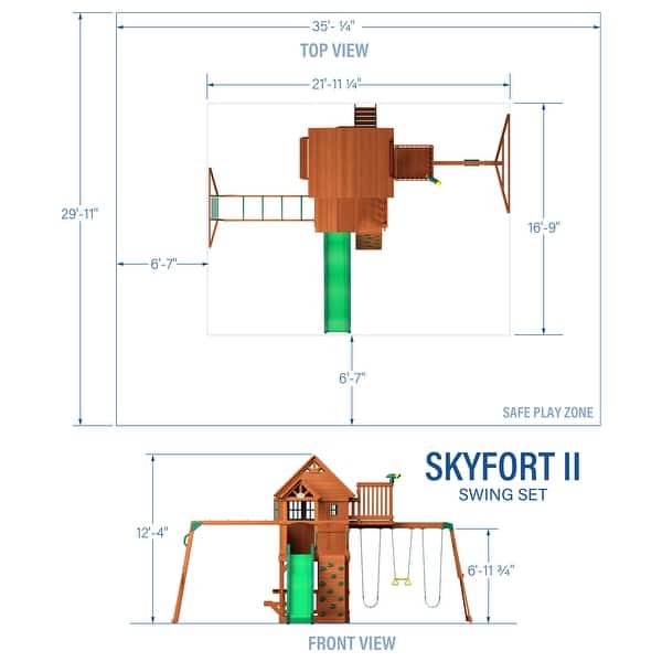 Backyard Discovery Skyfort II Cedar Wood Swing Set, Slide, Clubhouse