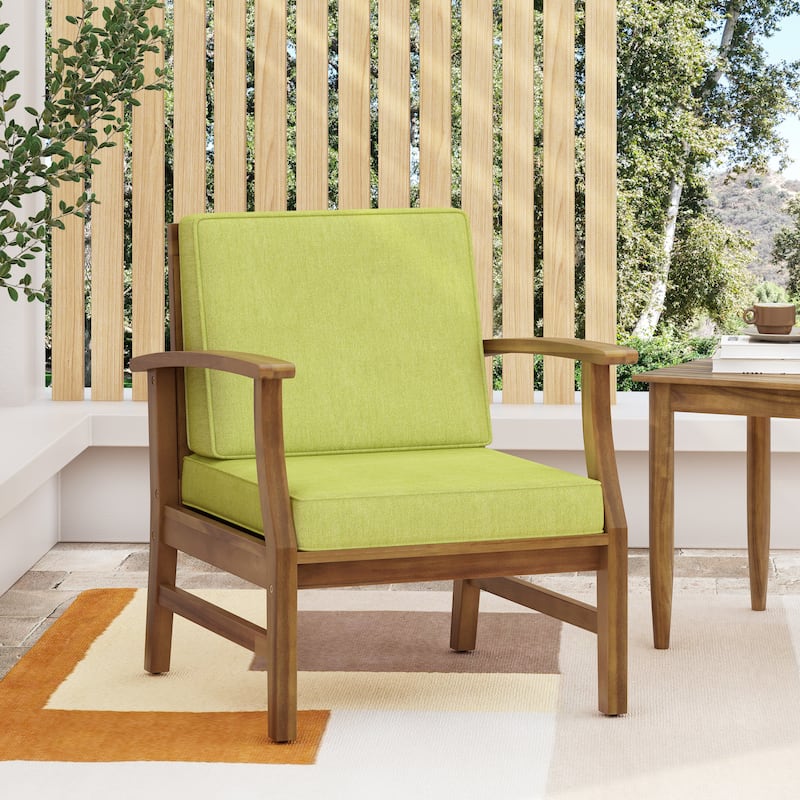 Exquisite Acacia Wood Club Chair with Water-Resistant Cushion