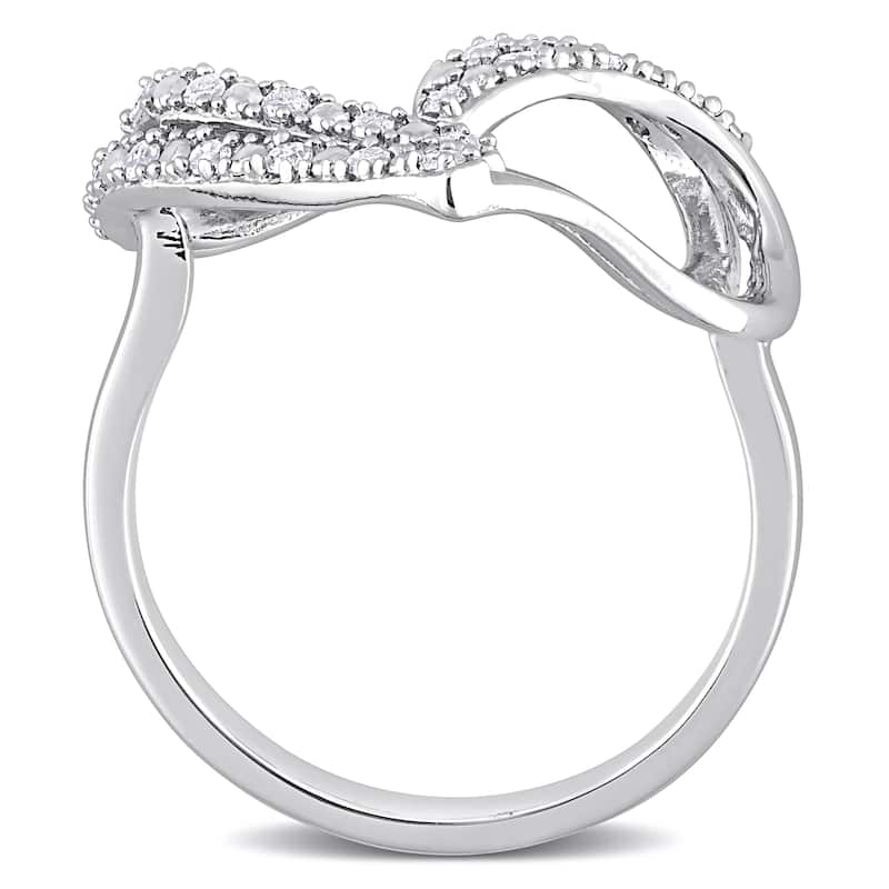 Miadora Sterling Silver 1/5ct TDW Diamond Open Double Heart Ring