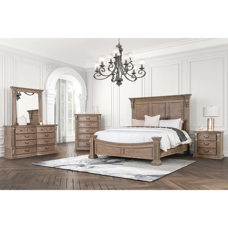 Furniture of America Cassian Weathered Oak Wood 5-Drawer Chest