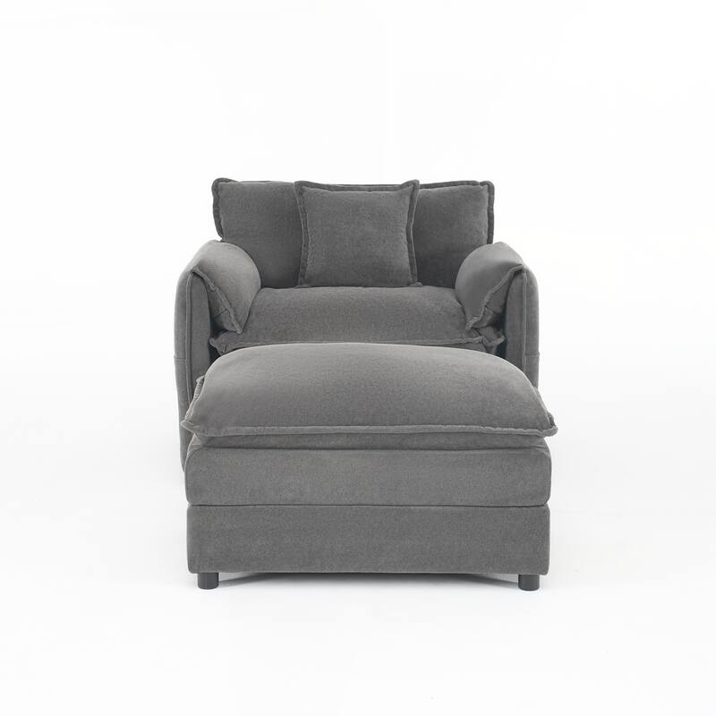 Chair with Movable Ottoman for Living Room or Bedroom