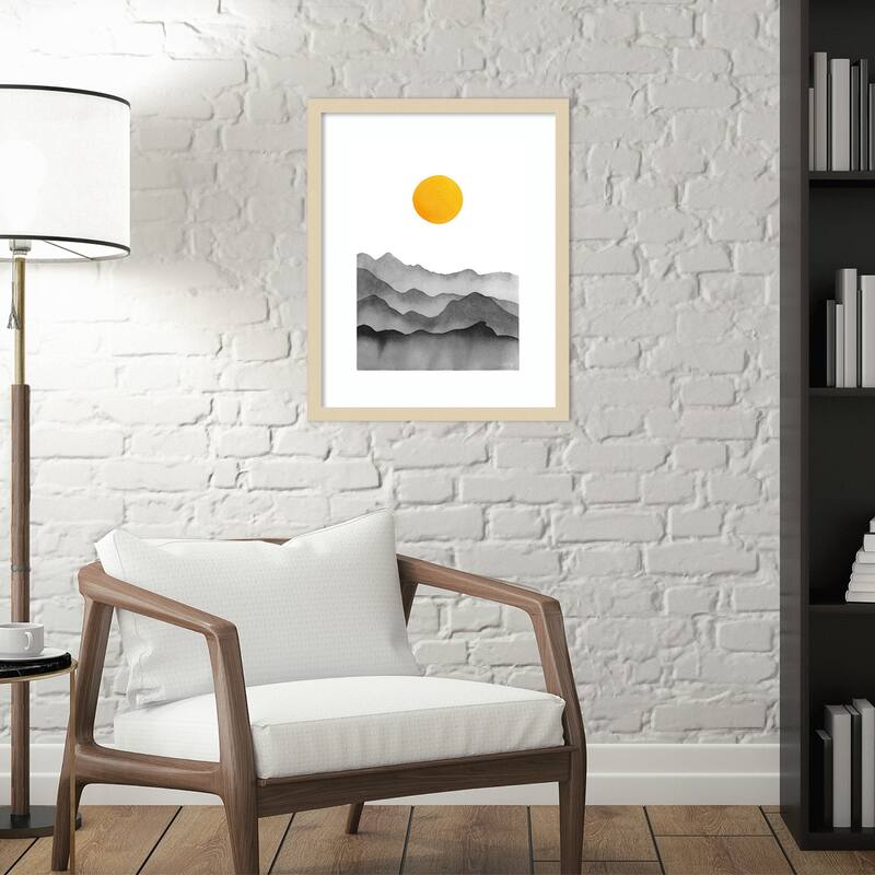 Black Yellow Mountain Range Silhouette by Cat Coq Framed Wall Art Print