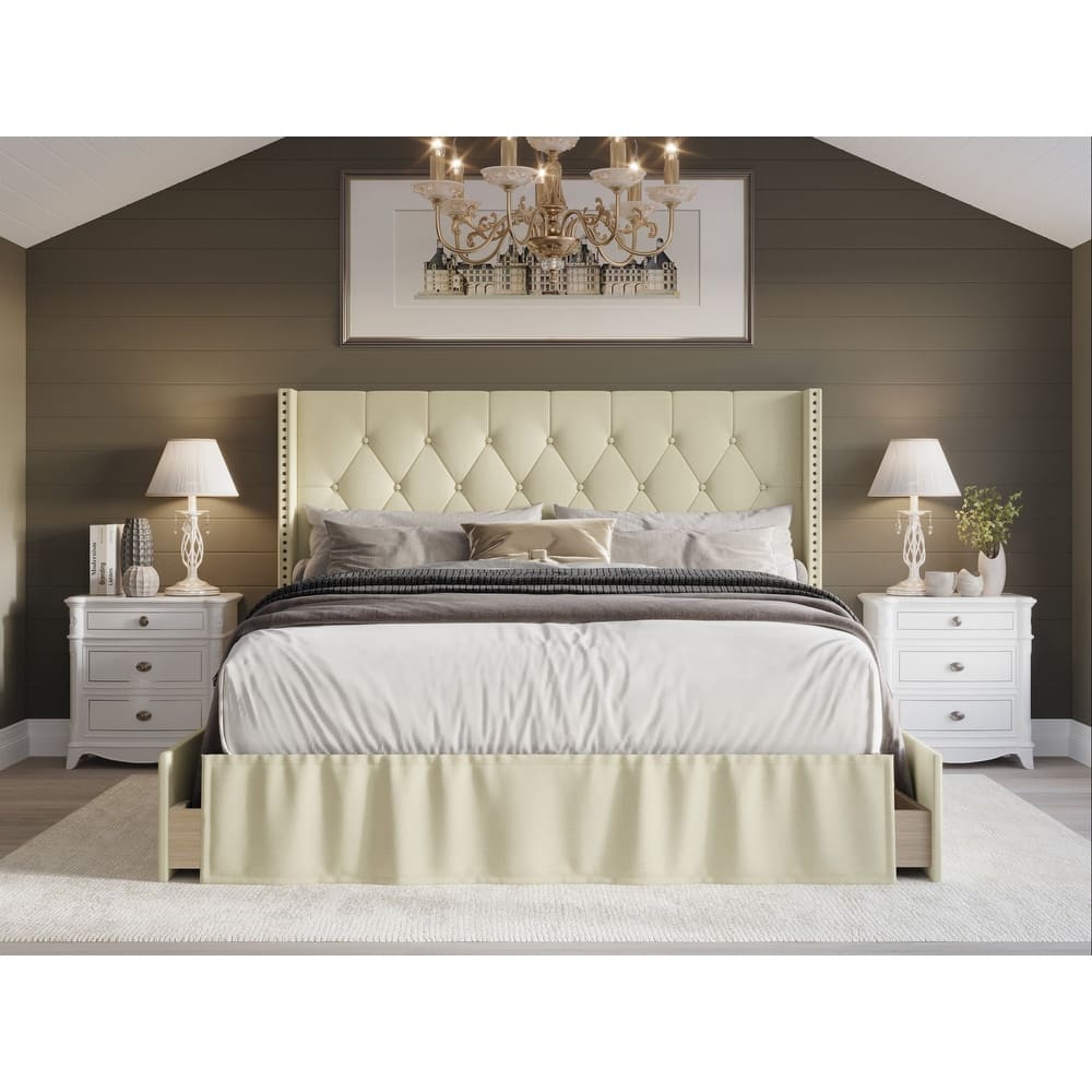 Andrea Tufted Upholstered Storage Panel Bed