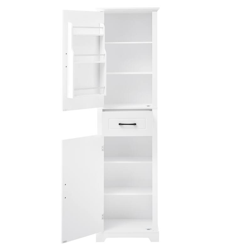 GDF Studio - Peter Modern MDF Tall Bathroom Storage Cabinet with Adjustable Shelves and Two Doors