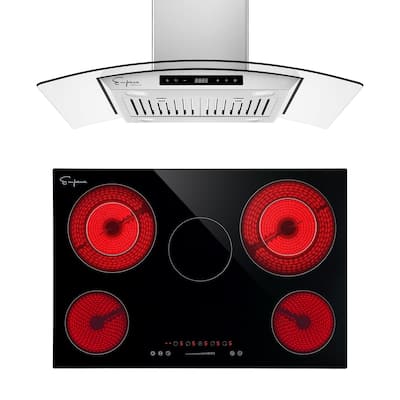 2 Piece Kitchen Appliances Packages Including 30" Radiant Electric Cooktop and 36" Island Range Hood