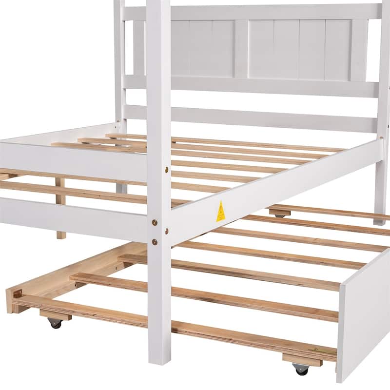 Merax Full Size Canopy Platform Bed with Trundle