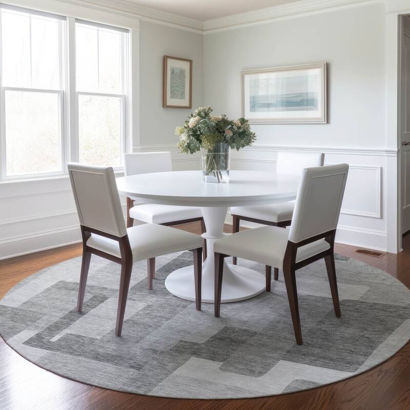 Machine Washable Indoor/ Outdoor Chantille Contemporary Blocks Rug