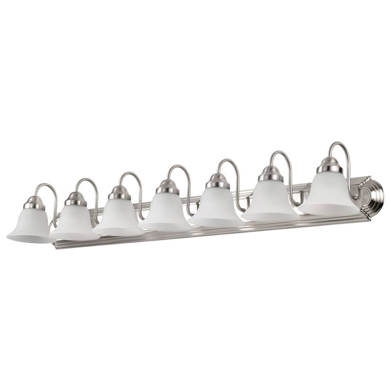 Ballerina 7 Light 48 In. Vanity with Frosted White Glass - Brushed Nickel