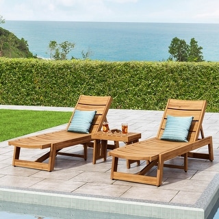 Shop Kyoto Outdoor Acacia Wood 3 Piece Chaise Lounge Set 