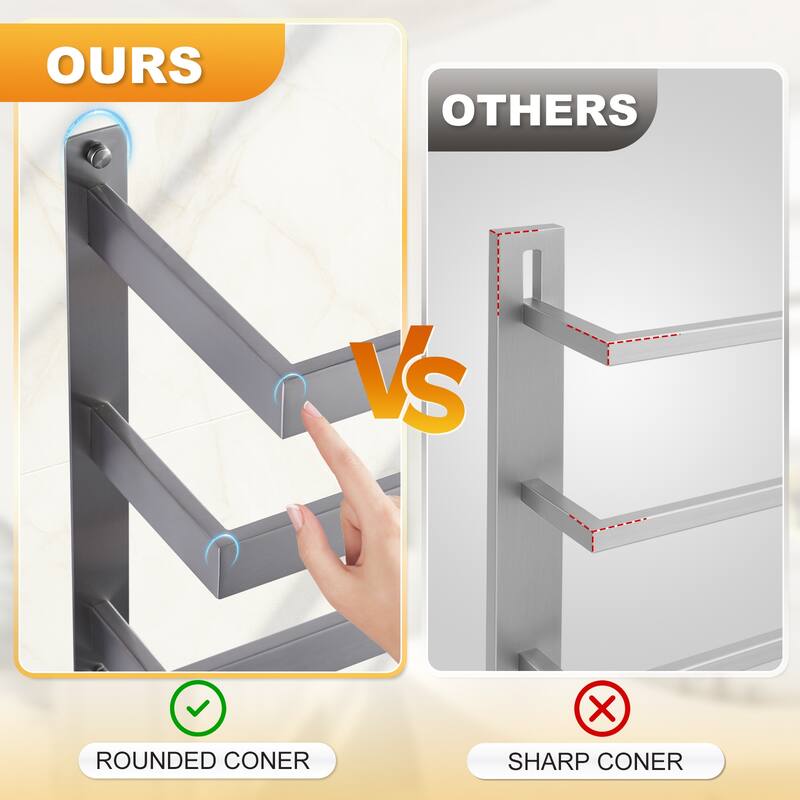 WOWOW Modern Wall-Mounted Stainless Steel Tiered Three-Tier Towel Rack