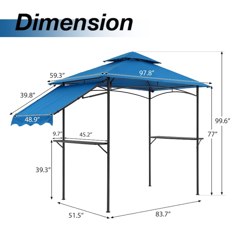 8' x 5' Outdoor Grill Gazebo 2-Tier Canopy