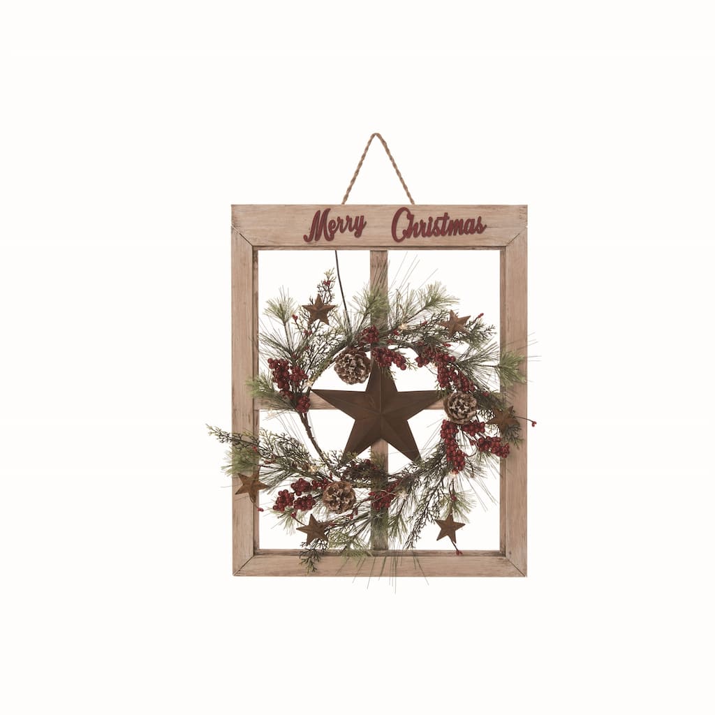Transpac Floral Multicolored Christmas Rustic Star Window Pane