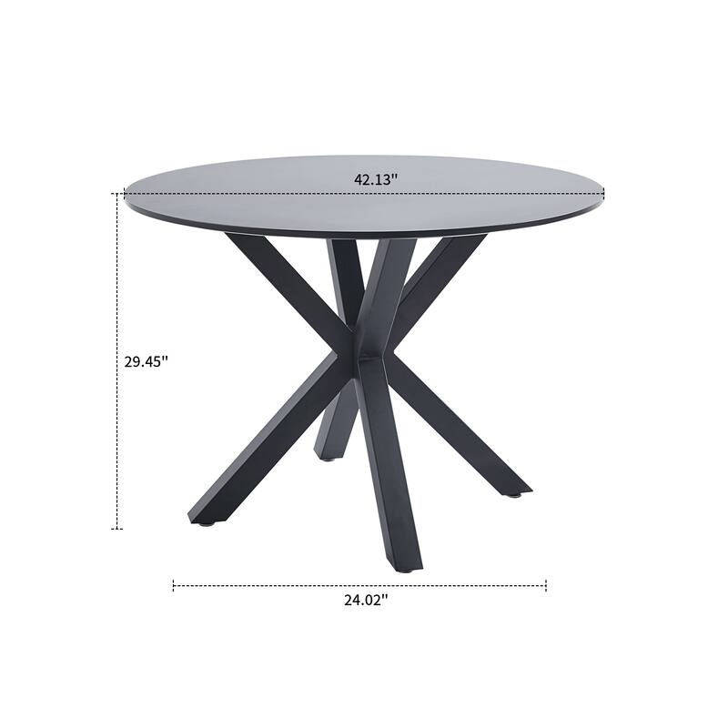 Modern Minimalist Round Dining Table with MDF Top and Metal Legs