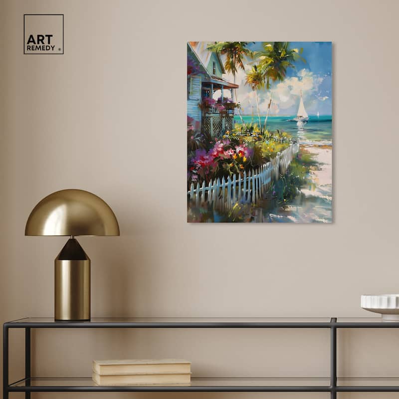 Art Remedy Local Beach House Gallery Wrapped Colorful Coastal 1 Piece Canvas Wall Art