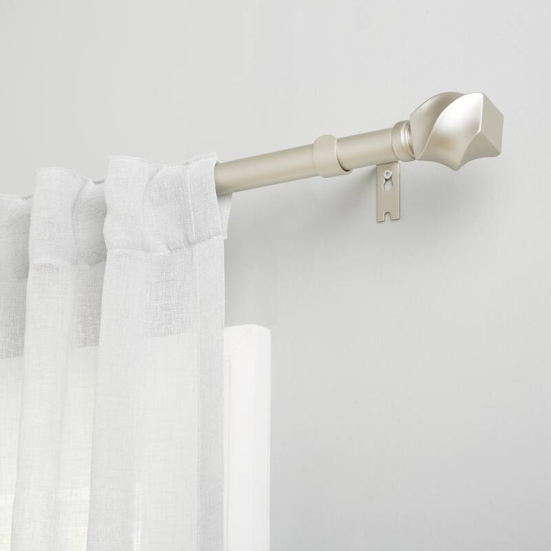 ATI Home Twist 1" Adjustable Window Curtain Rod and Finial Set - 66-120 - Matte Nickel