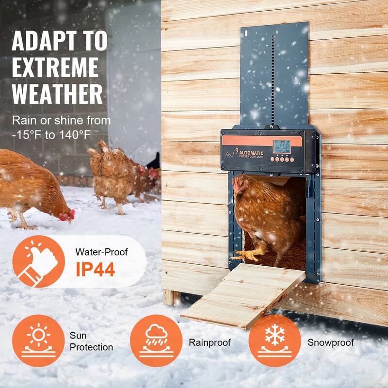 Automatic Chicken Coop Door with Timer & Light Sensor Aluminum Chicken Coops Door - 27A/12V battery