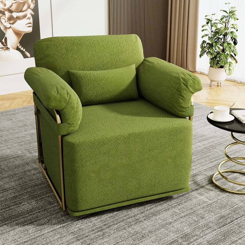 360 Degree Upholstered Armchair with Gold Metal Legs for Comfortable Reading and Relaxation