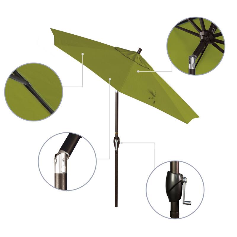 California Umbrella 7.5' Rd. Aluminum Patio Umbrella, Crank Lift with Push Button Tilt, Bronze Finish, Pacifica Fabric