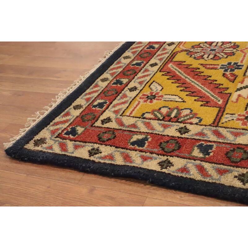 Hand Knotted Oriental 100% Wool Carpet Transitional All-Over Navy Blue & Blues Oushak Area Rug - 14' 11'' X 12' 0''