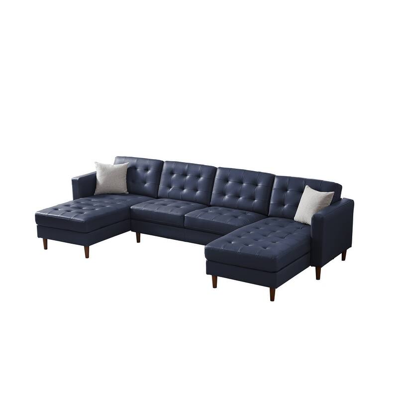 U-Shaped Sectional Sofa Modern Tech PU Leather Upholstered Sofa with ...