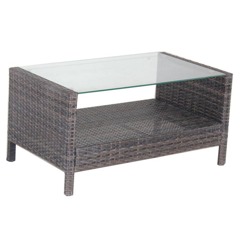 Outdoor patio Furniture Coffee Table with clear tempered glass