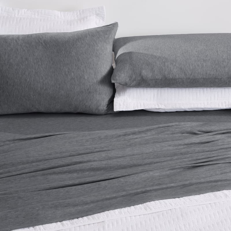Premium Heathered Melange T-Shirt Jersey Knit Sheet Set