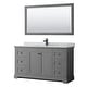 preview thumbnail 5 of 25, Avery 60-inch Single Vanity, Marble Top, Square Sink, 58-inch Mirror Dark Gray, Black Trim, White Carrara Marble Top