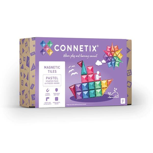 slide 2 of 9, Connetix Magnetic Tiles Pastel Starter Pack, 64 Pieces Pastel - Kids