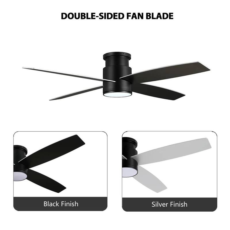 MLiAN Flush Mount DC Ceiling Fan with Lights and Remote, 4 Reversible Blades