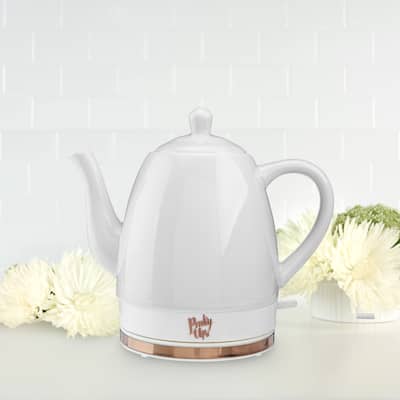 Noelle Grey Ceramic Electric Tea Kettle by Pinky Up - 9" x 6"