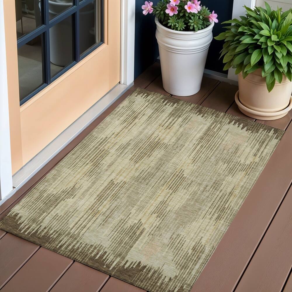 HomeRoots Striped Transitional Rectangle Outdoor Rug