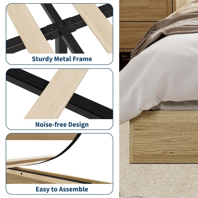 Modern Solid Wood Platform Bed Frame